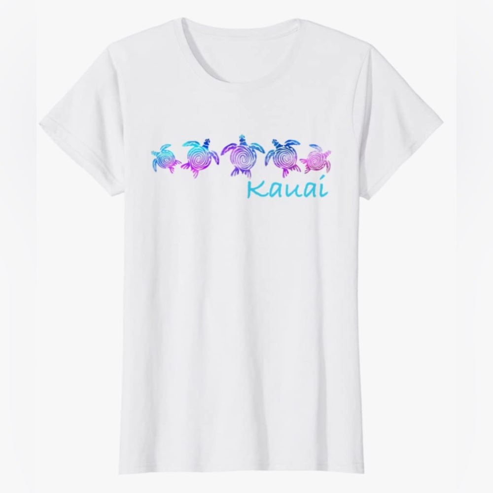 Kauai Hawaii Sea Turtles White Tee T-Shirt XL